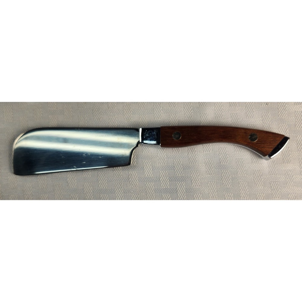Vintage Carvel Hall Mini Cleaver Cheese Knife Wood Handle Stainless USA 1950s